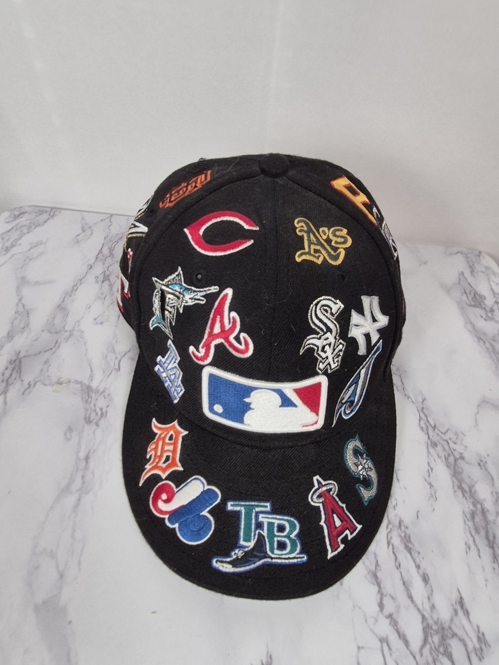 MLB Black Multi-Team Patch Kids Baseball Cap Size 7